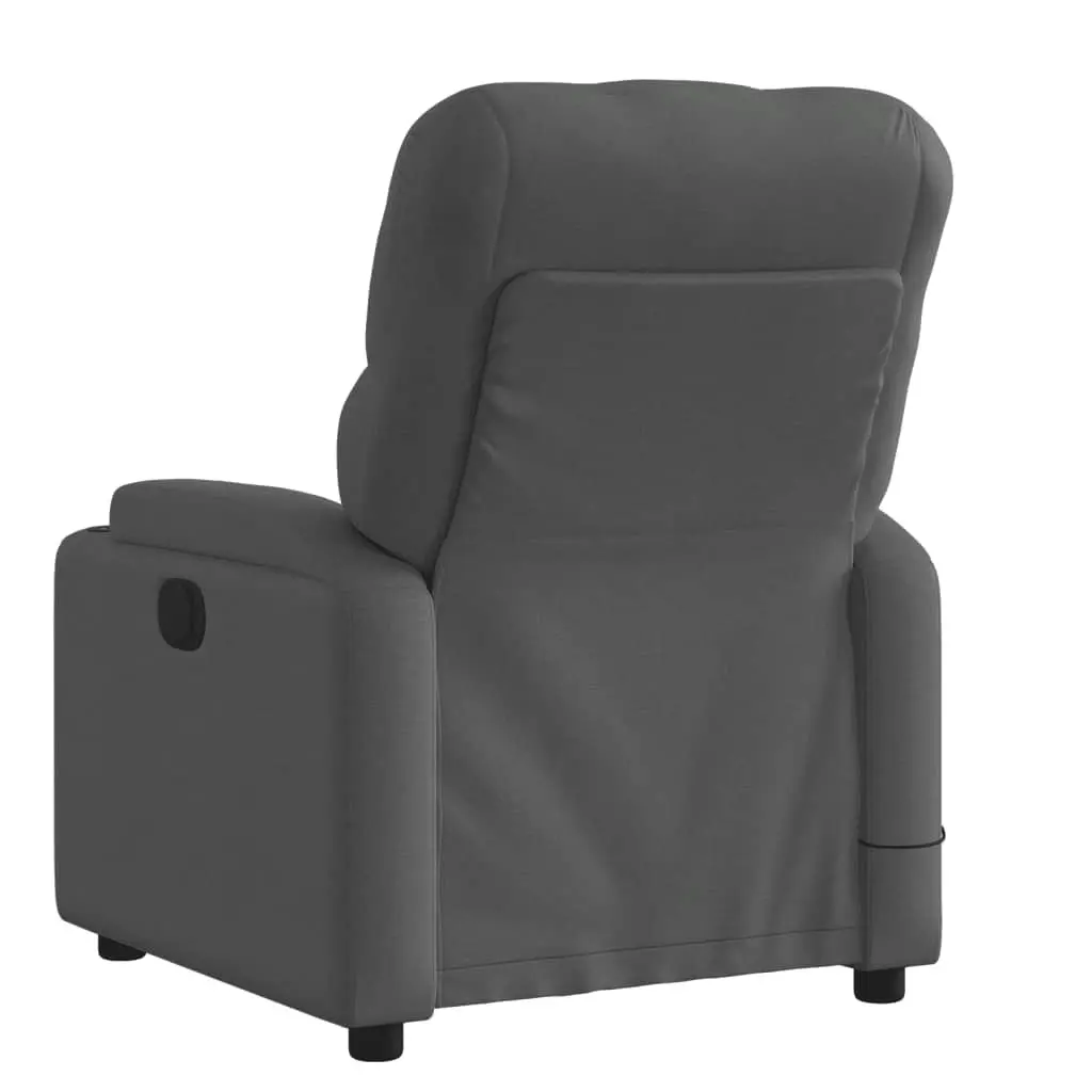 Massage Recliner Chair Grey Fabric Manual Reclining with Vibration Massage Points and Cup Holders