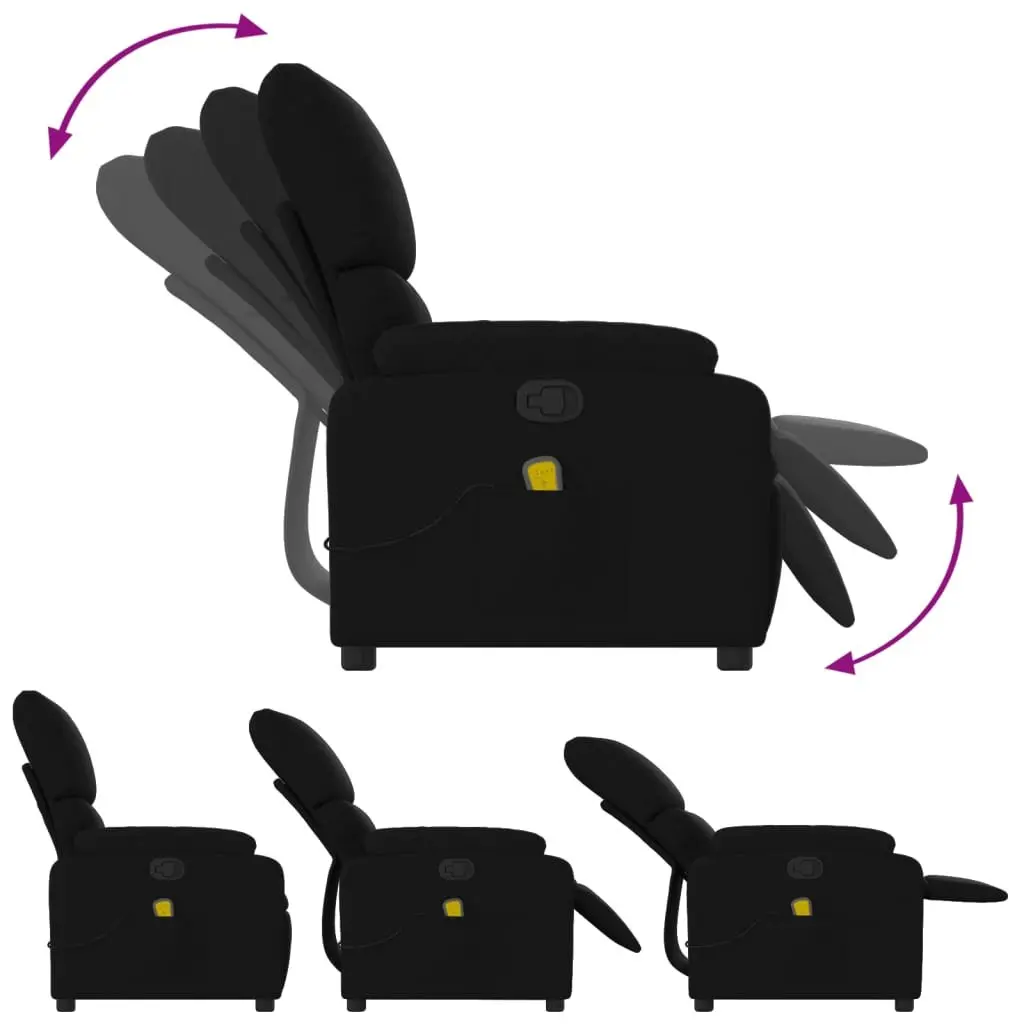 Manual Massage Recliner Chair Adjustable Backrest 6 Vibration Points Black Fabric