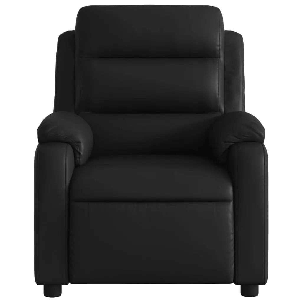 Massage Recliner Chair Black Faux Leather Manual Reclining Vibration Massage Points