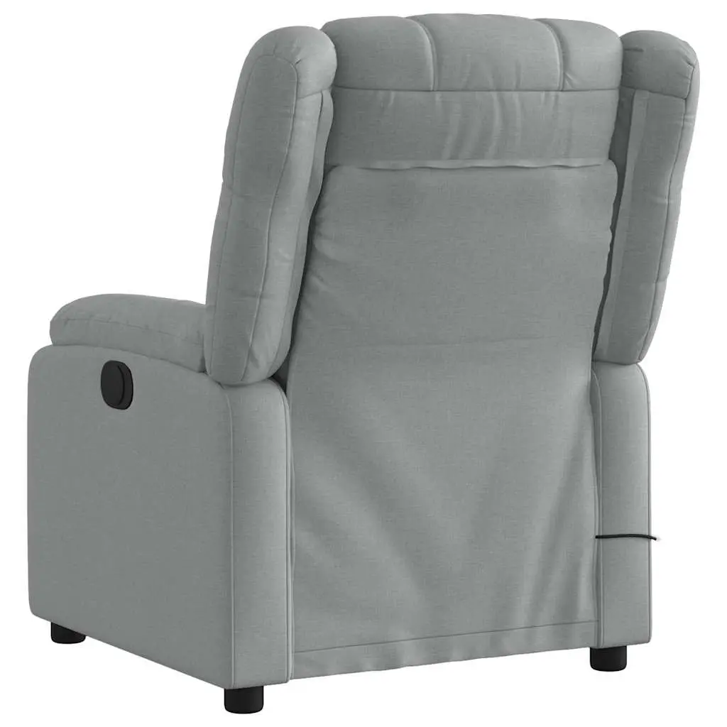 Massage Recliner Chair Light Grey Fabric Manual Reclining with Vibration Massage Feature