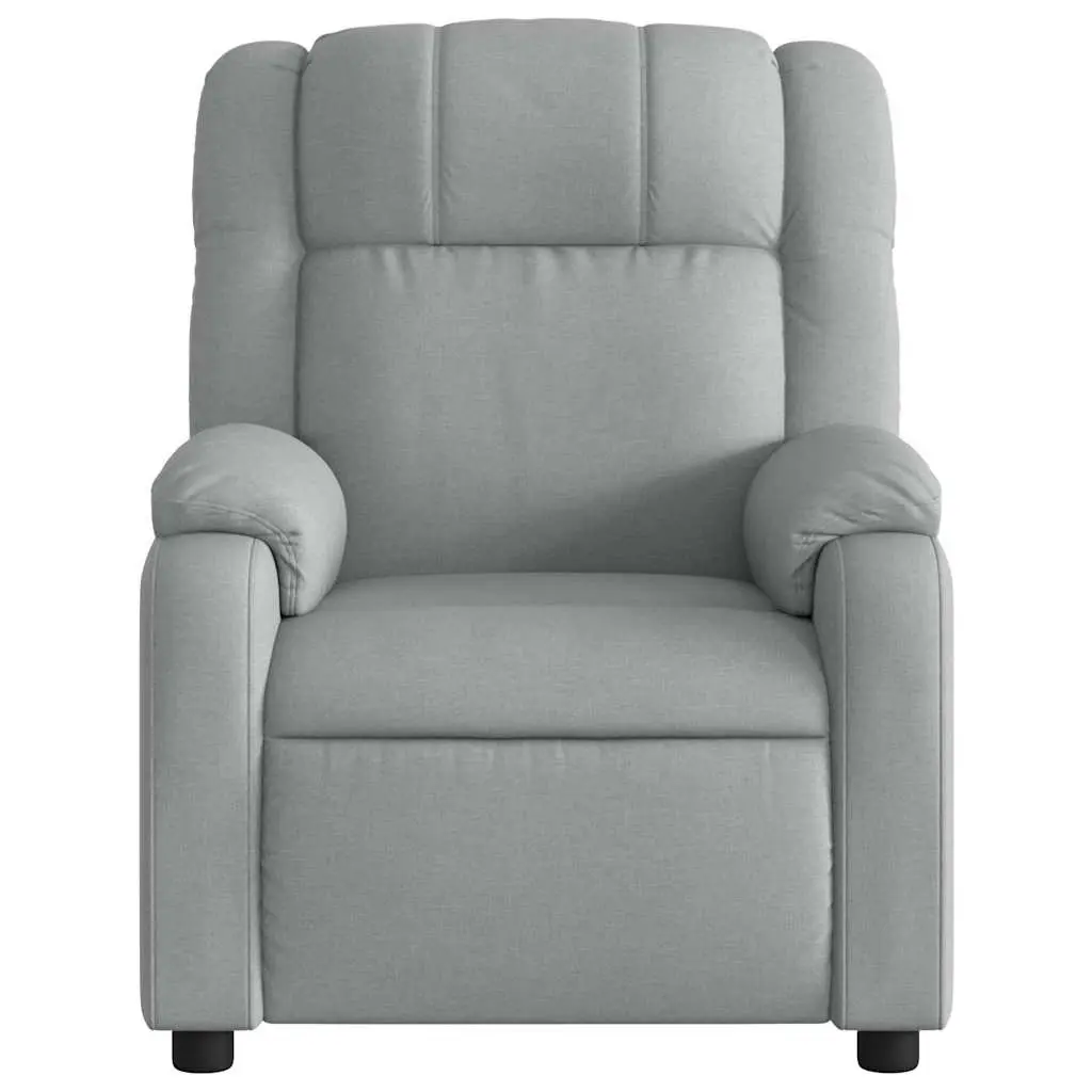 Massage Recliner Chair Light Grey Fabric Manual Reclining with Vibration Massage Feature