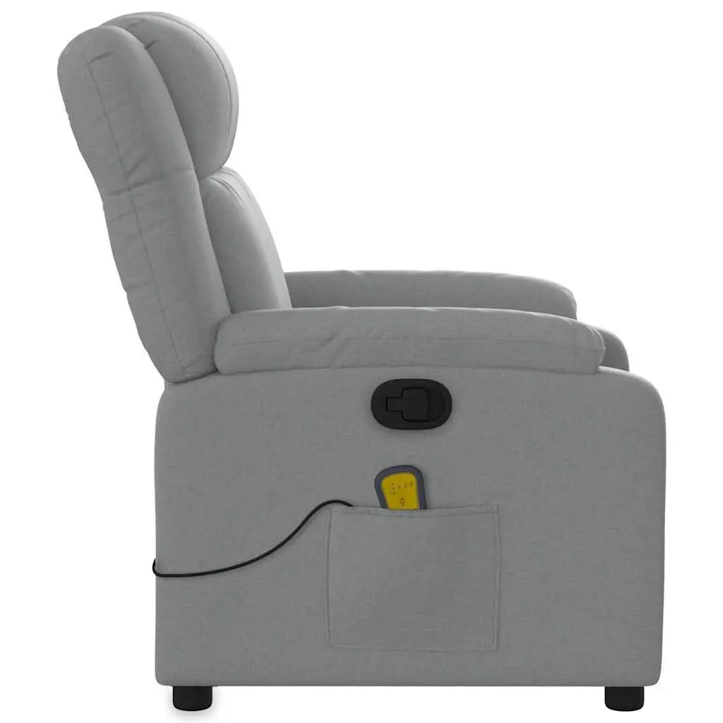 Massage Recliner Chair Light Grey Fabric Manual Reclining with Vibration Massage Feature