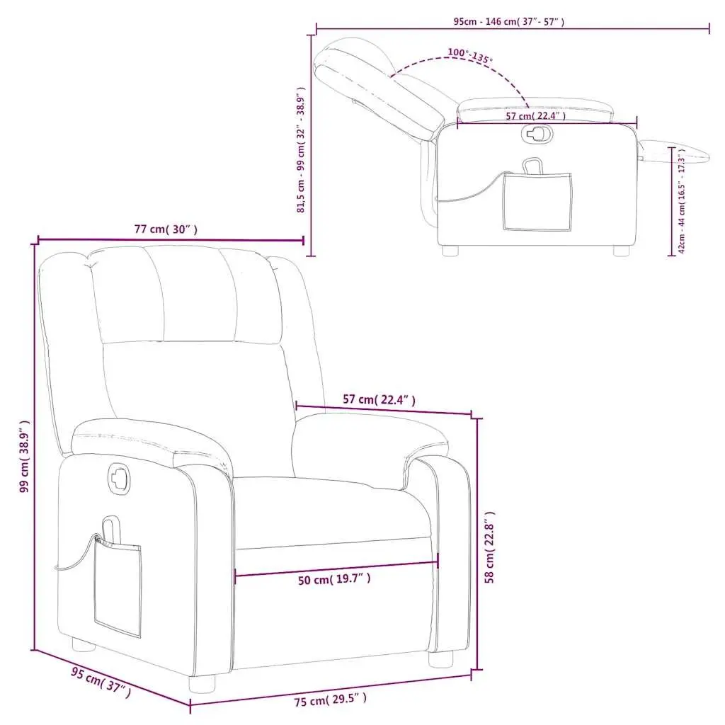 Massage Recliner Chair Black Fabric Manual Recline Vibration Armchair Lounge