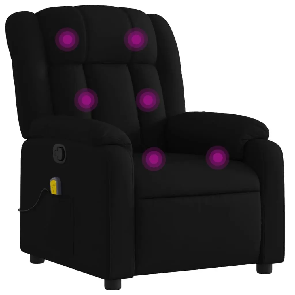 Massage Recliner Chair Black Fabric Manual Armchair with Vibration Massage Function