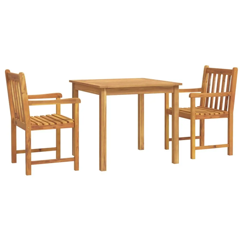 3 Piece Garden Dining Set Solid Acacia Wood Outdoor Furniture Brown Table Chairs