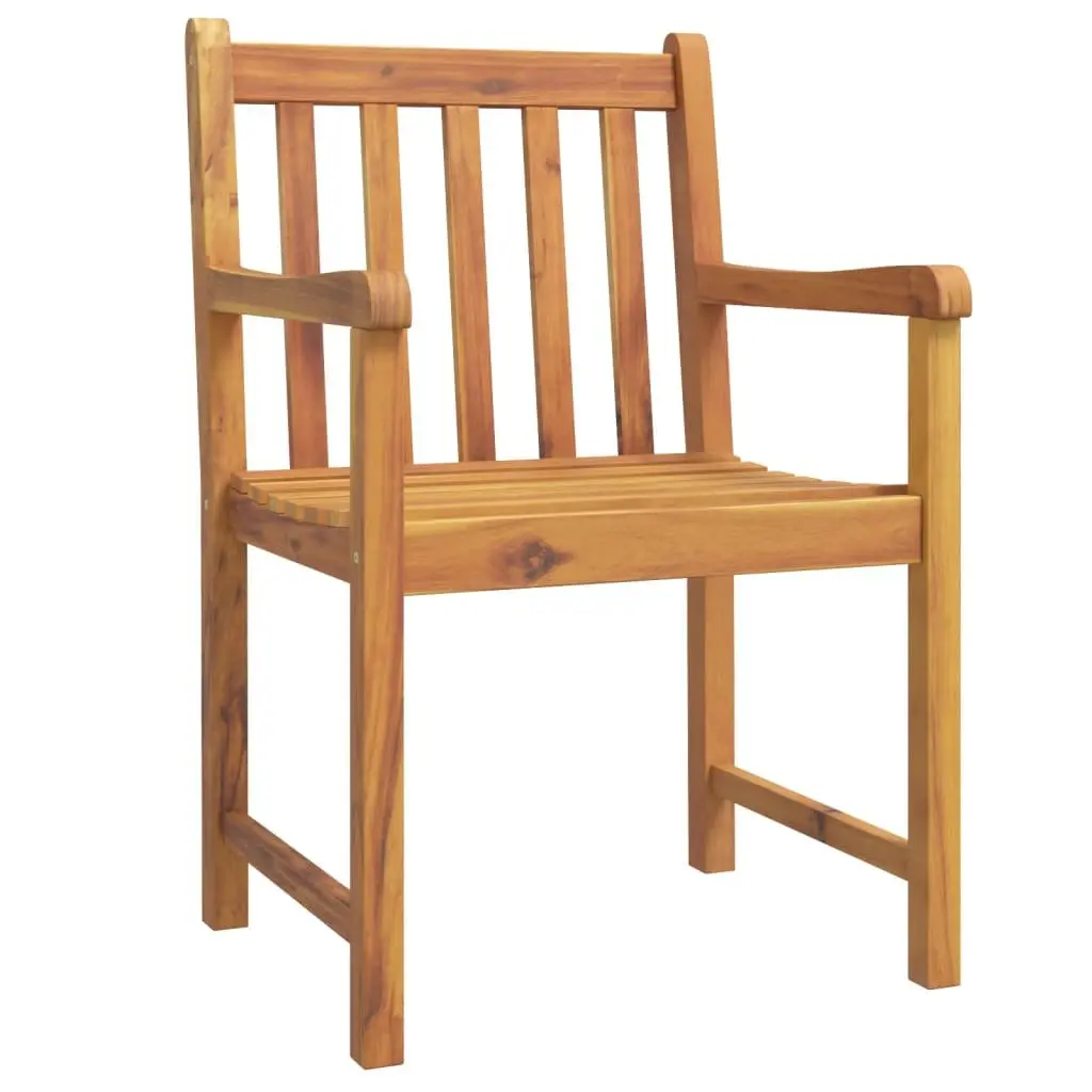 Garden Dining Set 7 Piece Brown Solid Acacia Wood Table Chairs