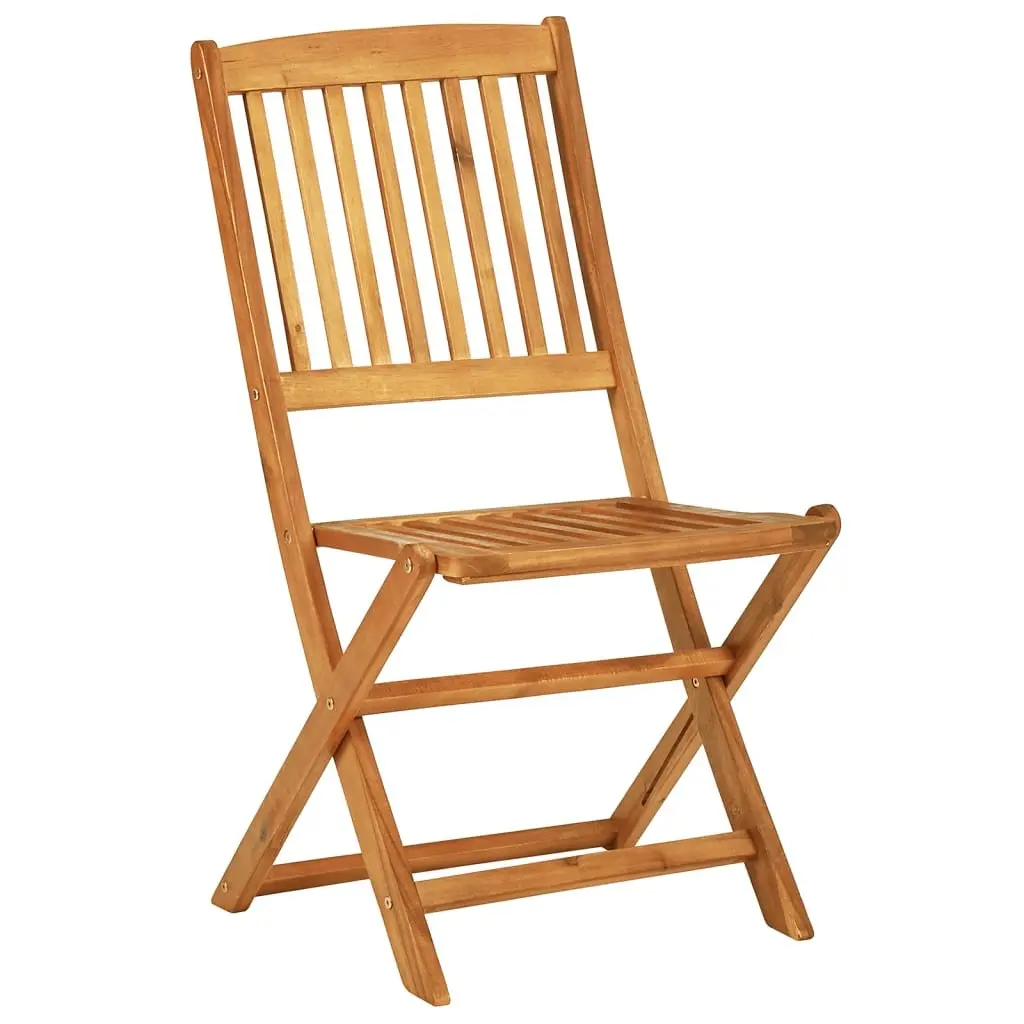 Folding Garden Dining Set 3 Piece Brown Acacia Wood Outdoor Bistro Table Chairs