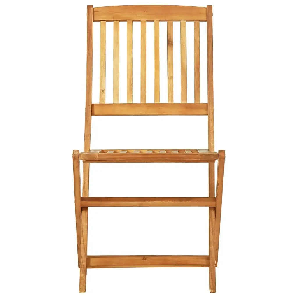 Folding Garden Dining Set 3 Piece Brown Acacia Wood Outdoor Bistro Table Chairs