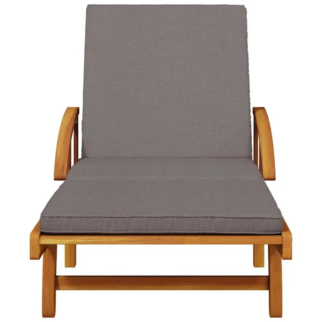 Sun Loungers 2 pcs Brown Wood 200x68x83cm with Cushions Manual Reclining 5 Positions Removable Washable Covers