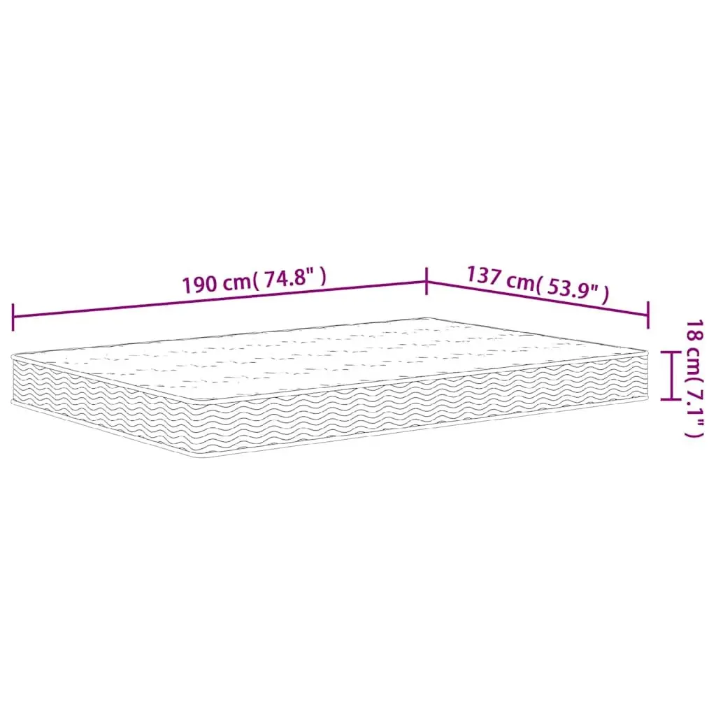 Bonnell Spring Mattress Double Size 137x190 cm Medium Firmness White Bedroom