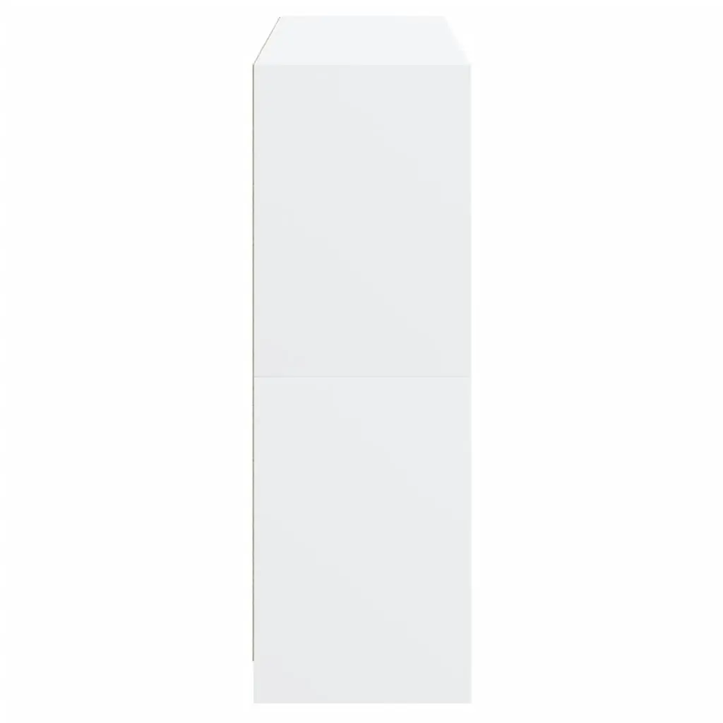 White Bookcase 136 cm Engineered Wood Glass Doors Storage Cabinet