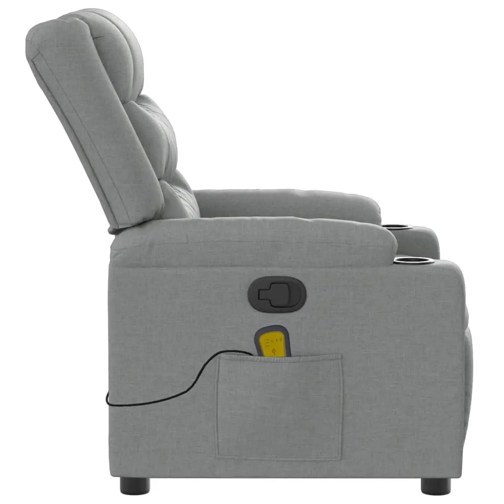 Recliner Massage Chair Grey Fabric Vibration Manual Recline Lounge Armchair