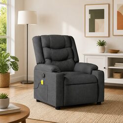 Comfortable Grey Fabric Massage Recliner Armchair