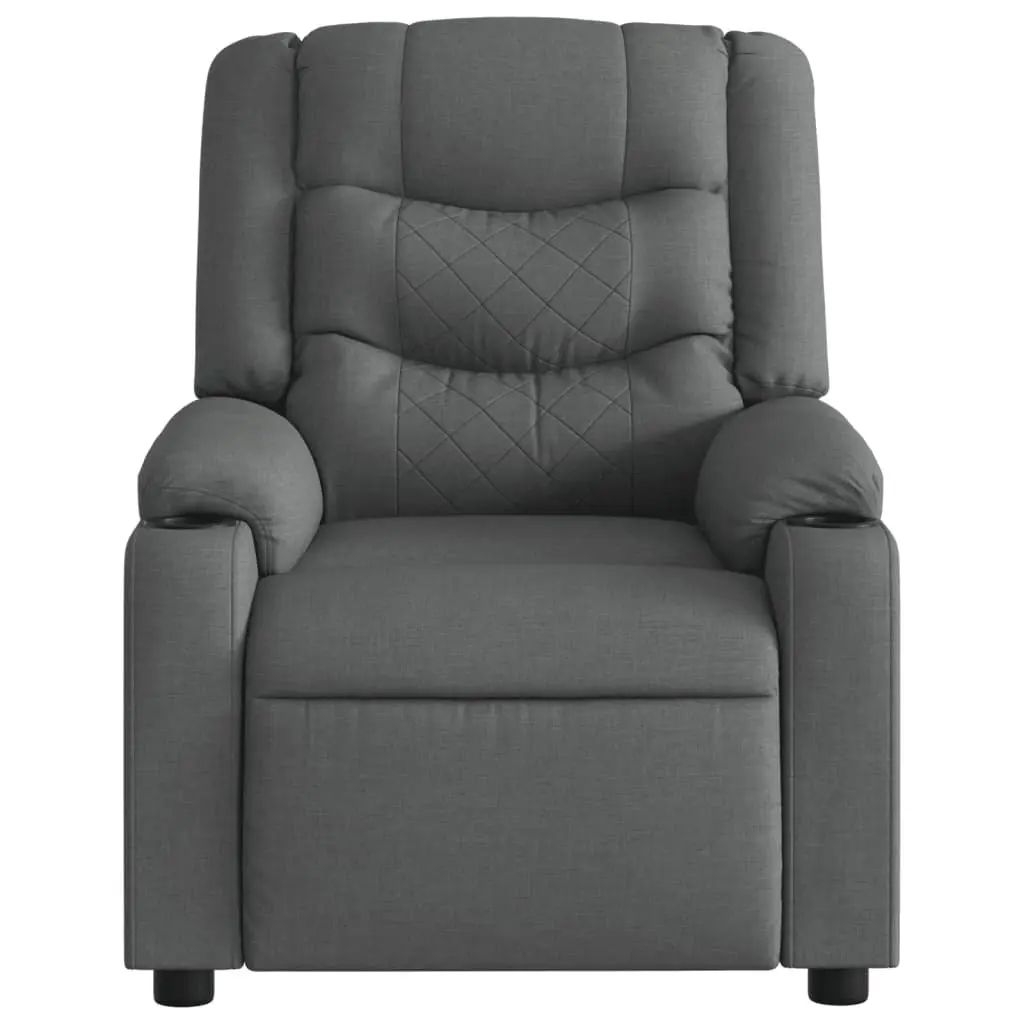 Massage Recliner Chair Grey Fabric Manual Reclining with 6 Massage Points and Vibration Massage Programs