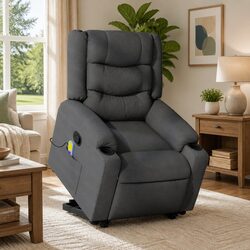 Grey Fabric Recliner Chair with Electric Lift and Massage