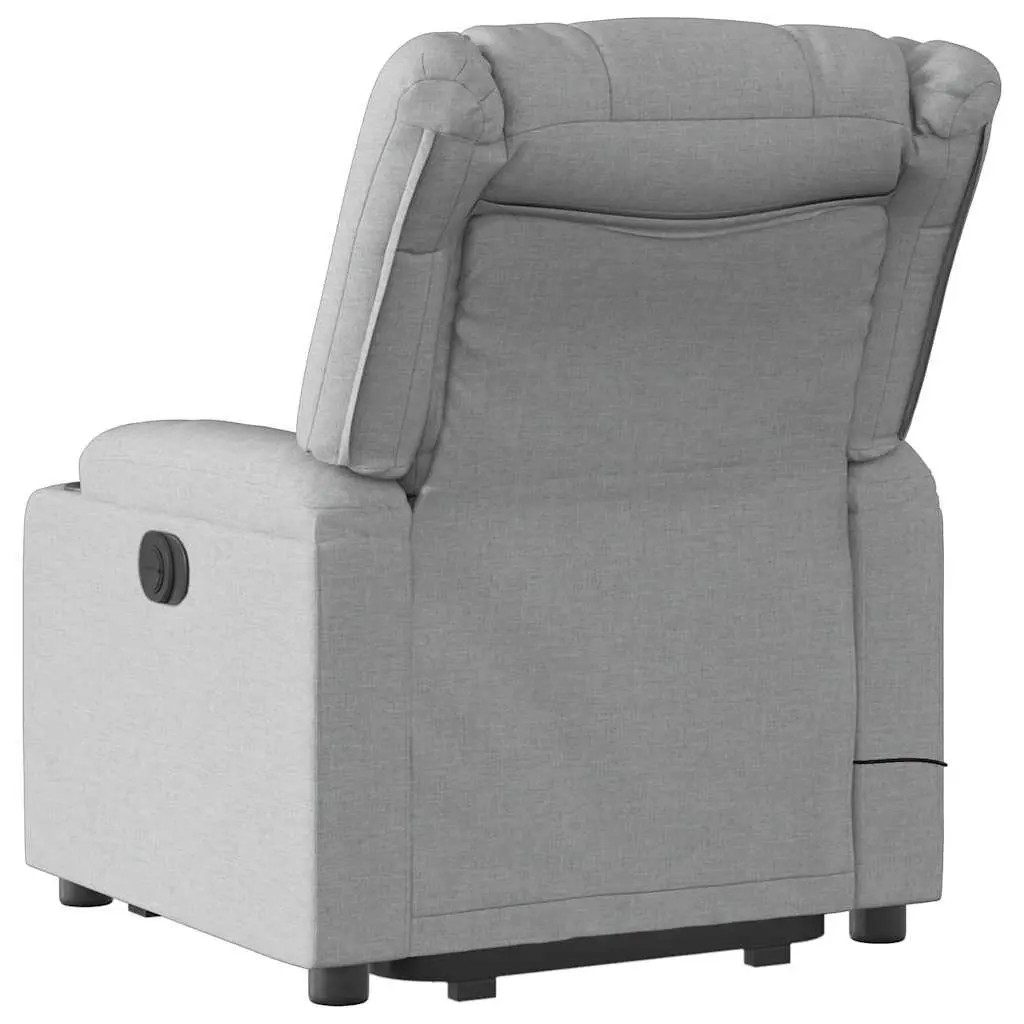 Electric Massage Recliner Chair Light Grey Fabric Power Lift Adjustable Reclining 6 Massage Points