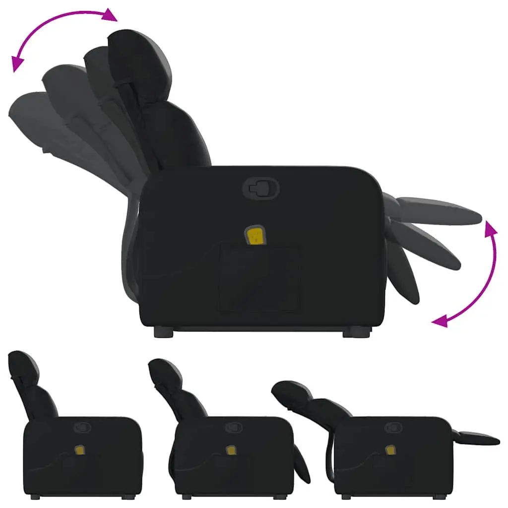 Electric Massage Recliner Chair Black Faux Leather Power Lift Function Manual Recline Vibration Massage