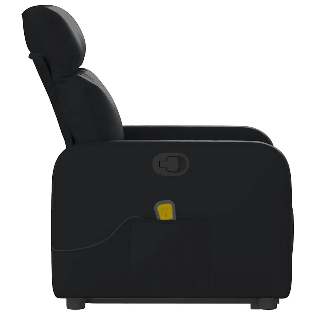 Electric Massage Recliner Chair Black Faux Leather Power Lift Function Manual Recline Vibration Massage