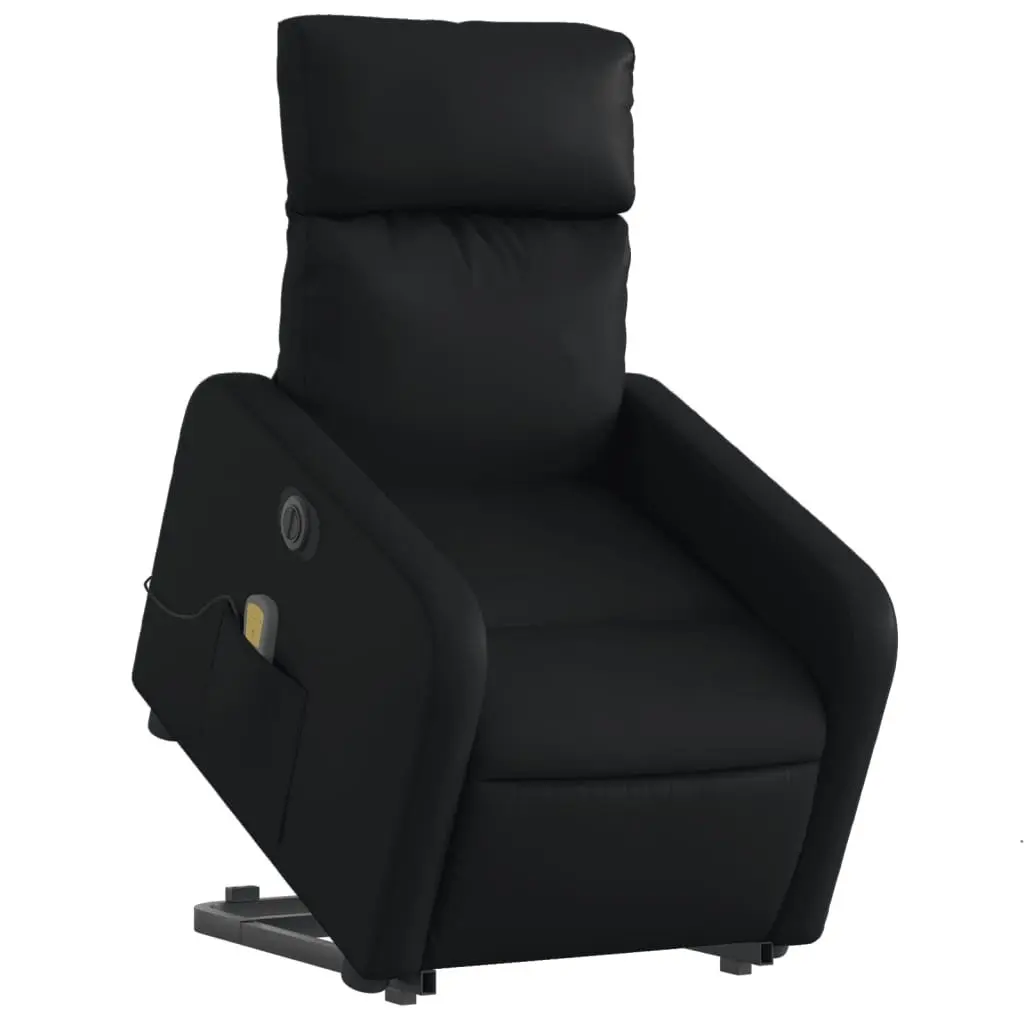 Electric Stand Up Massage Recliner Chair Black Faux Leather Power Lift Footrest