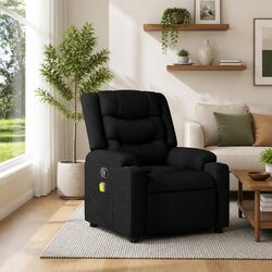 Black Fabric Manual Recline Massage Armchair for Relaxation
