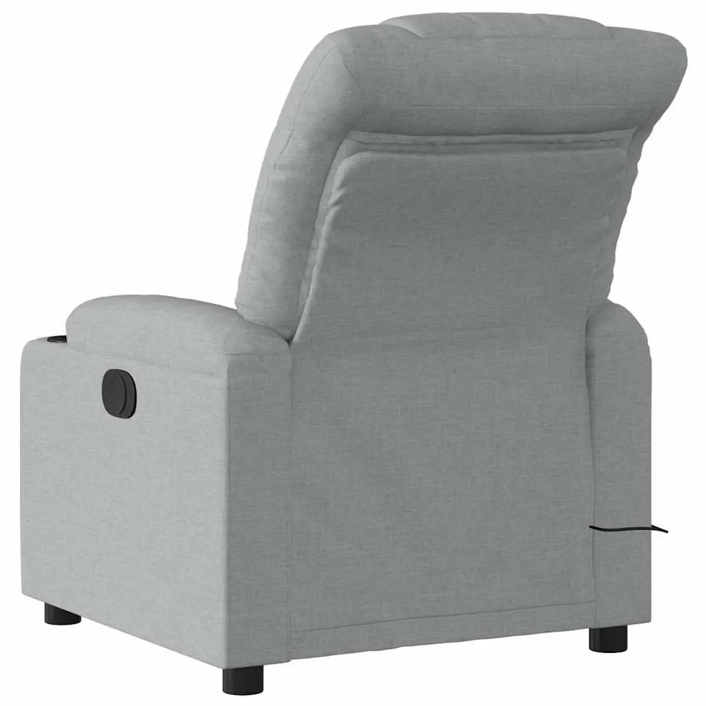 Massage Chair Grey Fabric Manual Recline Vibration Lounge Seat with Storage