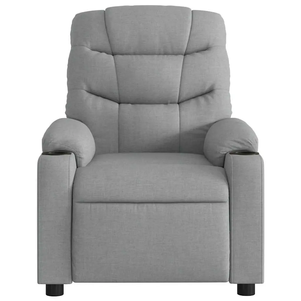 Massage Chair Grey Fabric Manual Recline Vibration Lounge Seat with Storage