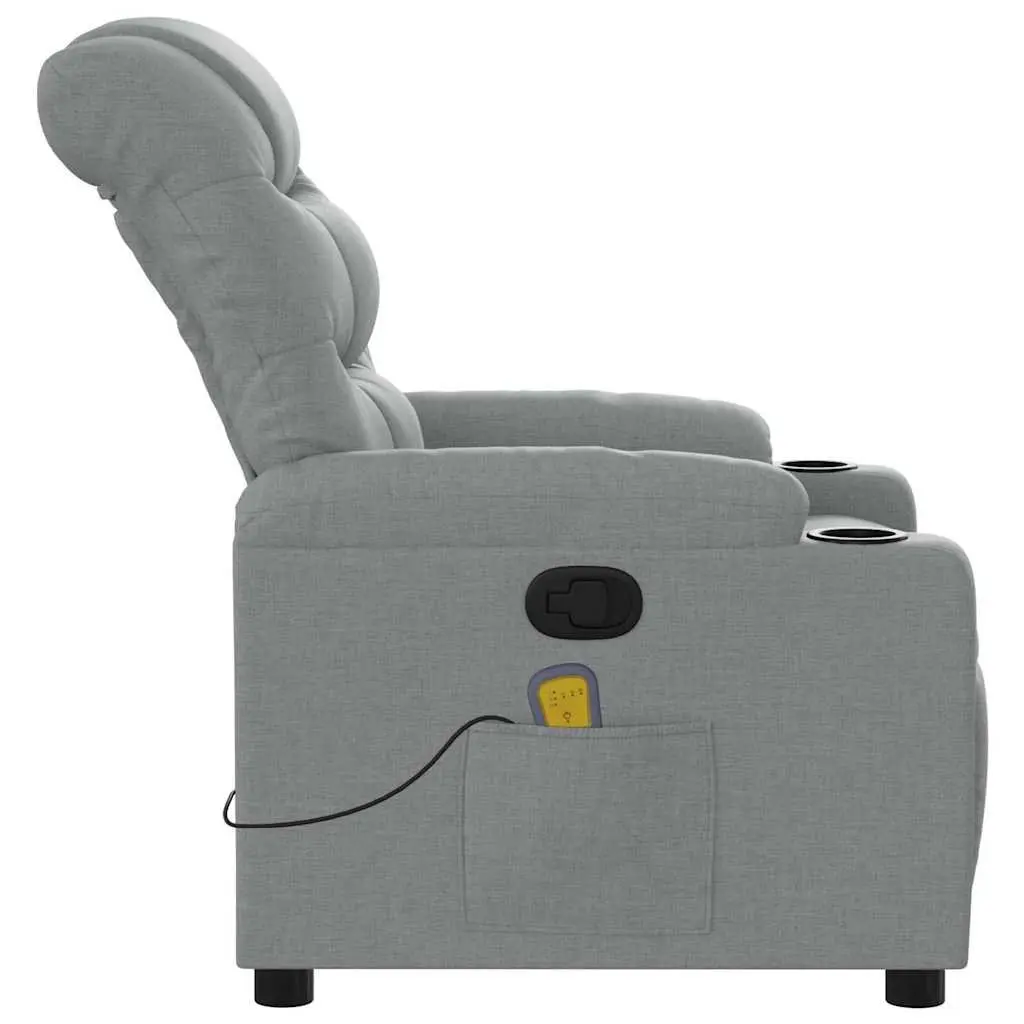 Massage Chair Grey Fabric Manual Recline Vibration Lounge Seat with Storage