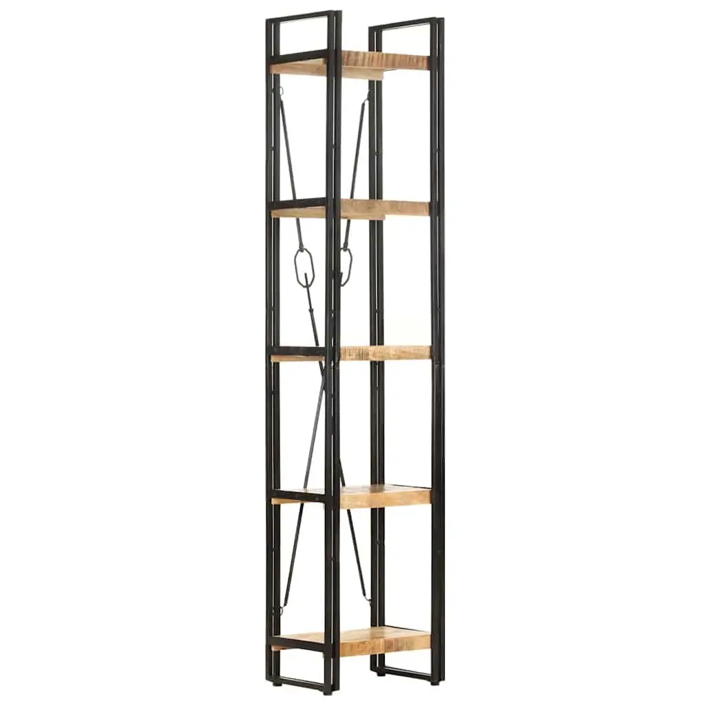5-Tier Bookcase 40x30x180 cm Solid Mango Wood Industrial Standing Shelf Storage