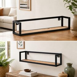 Wall Shelves 2 pcs 80 cm Industrial Style Solid Wood Floating Shelf Storage Rack