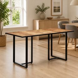 Dining Table 160cm Industrial Kitchen Room Furniture Solid Mango Wood Brown