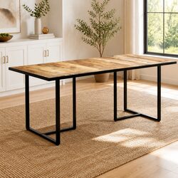Dining Table 180 cm Solid Mango Wood Industrial Kitchen Furniture Brown