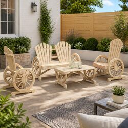 Outdoor 4-Piece Lounge Set - Solid Fir with Adirondack Design