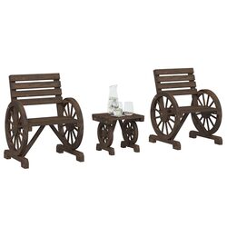 Outdoor 3 Piece Lounge Set with Adirondack Chairs