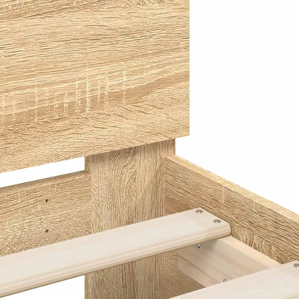 King Bed Frame 183 x 203 cm Sonoma Oak Brown Engineered Wood Durable Construction
