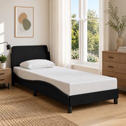 Modern Black Fabric Bed Frame with Headboard for Your Bedroom