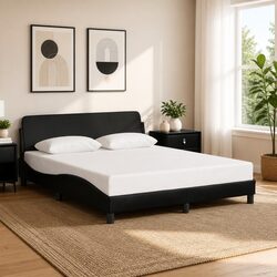 Enhance Your Bedroom with a Stylish Black Faux Leather Queen Bed Frame