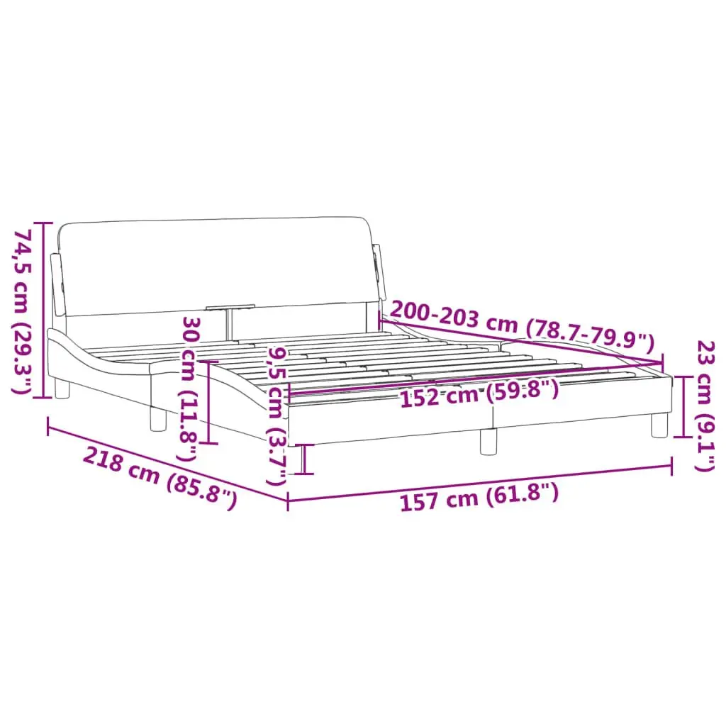 Queen Bed Frame 152x203cm Black Faux Leather Upholstered Headboard Supportive Construction