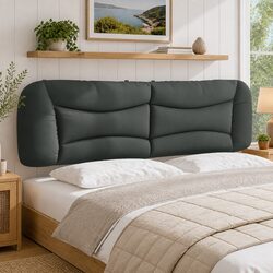Headboard Cushion 180cm Grey Fabric Bed Head Pillow Wall Mount Upholstered