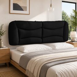 Headboard Cushion Black Fabric 153 cm Upholstered Bed Pillow Support Decor