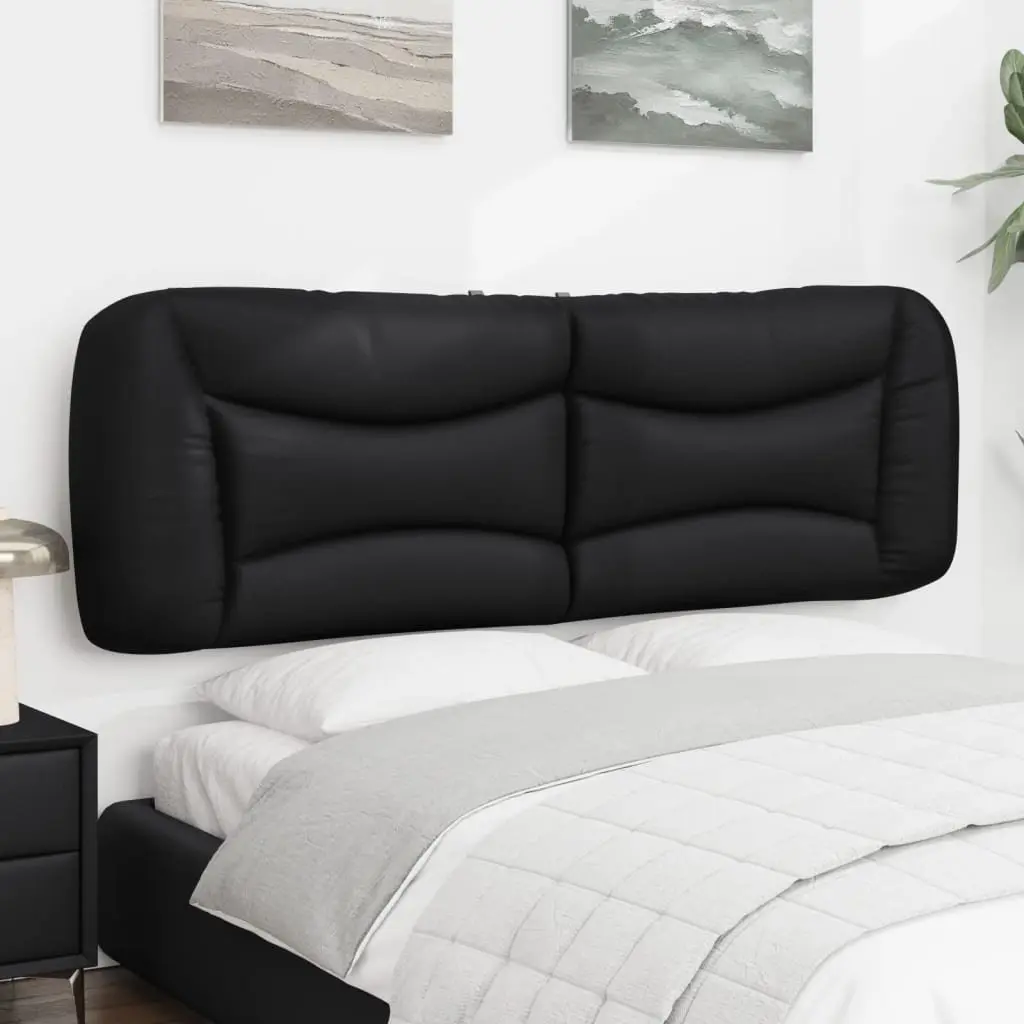 Headboard Cushion 153cm Black Faux Leather Wall Mounted Upholstered Pillow