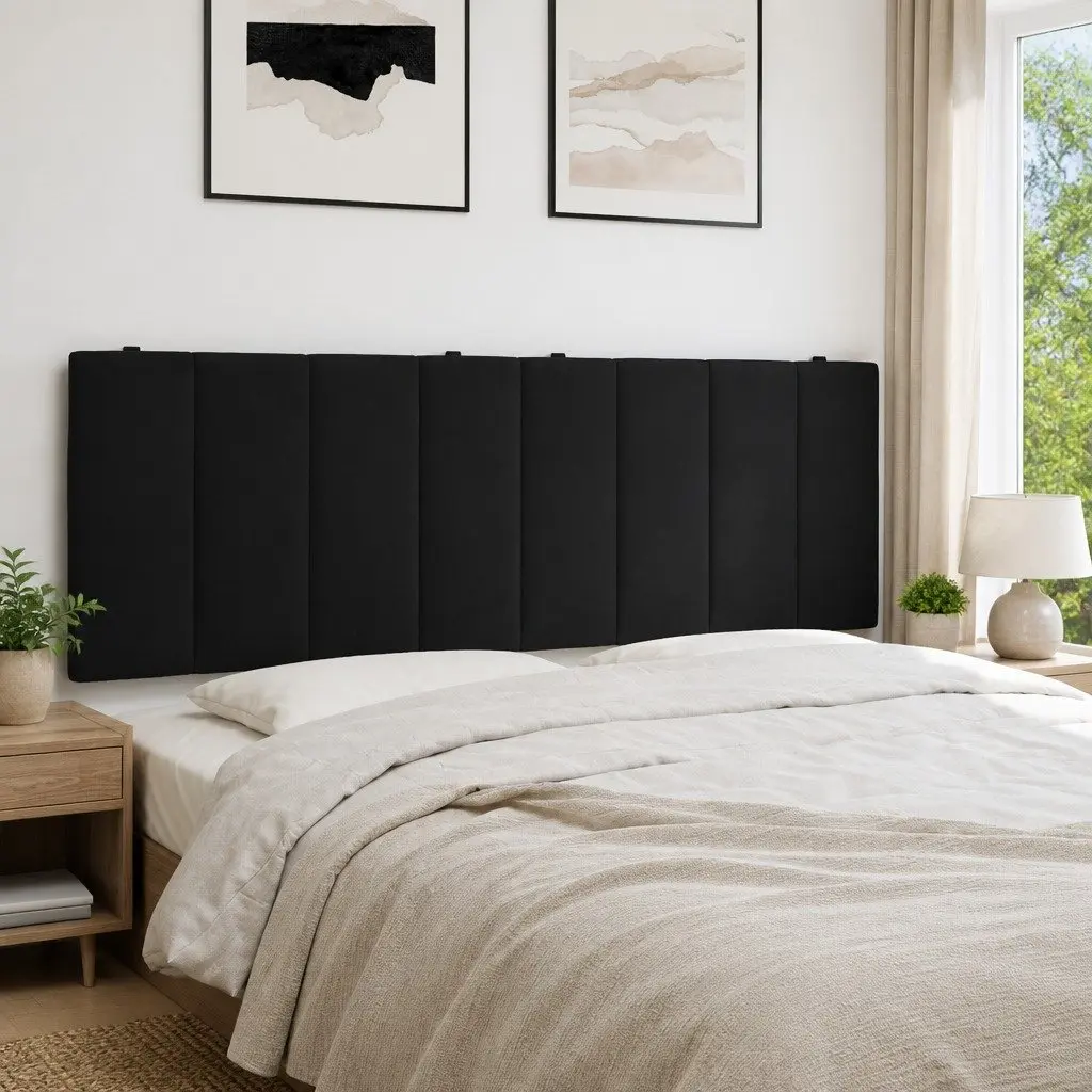 Headboard Cushion 153cm Black Velvet Wall Mounted Bed Pillow Support