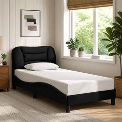 Elevate Your Bedroom Aesthetic with This Black Fabric Bed Frame