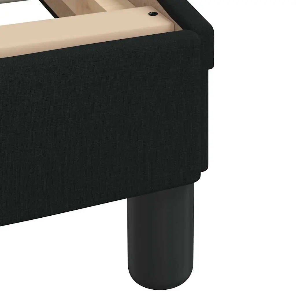 Fabric Bed Frame 90x190 cm Cushioned Headboard Plywood Slats Black Modern
