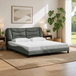 Grey Fabric King Bed Frame 180x200 cm for a Cozy Bedroom