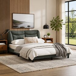 Enhance Your Bedroom with a Grey Fabric Double Bed Frame