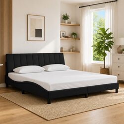 Elegant Velvet Headboard King Bed Frame 180x200 cm