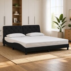 Transform Your Bedroom with This Black Velvet Bed Frame 180x200 cm