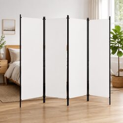 4-Panel Room Divider Freestanding Privacy Screen Folding Partition Bedroom White