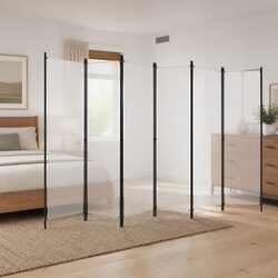 6-Panel Room Divider Freestanding Privacy Screen Partition Folding White