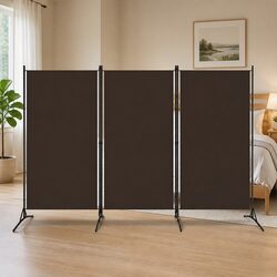 3-Panel Room Divider Folding Screen Partition Brown 260x180 cm Fabric
